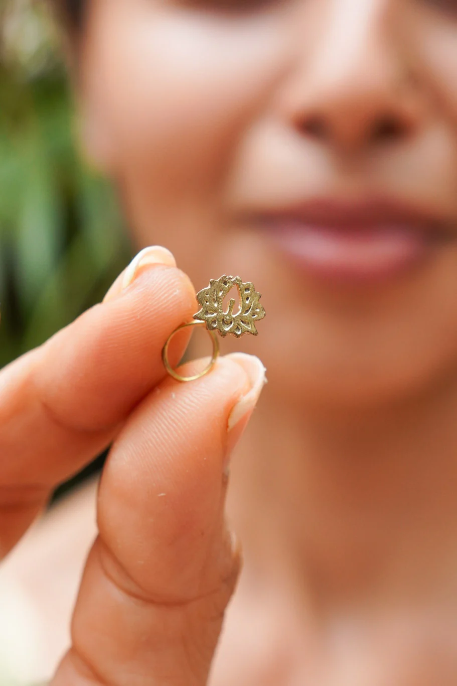 Lotus brass pierced nose pin - Image 4