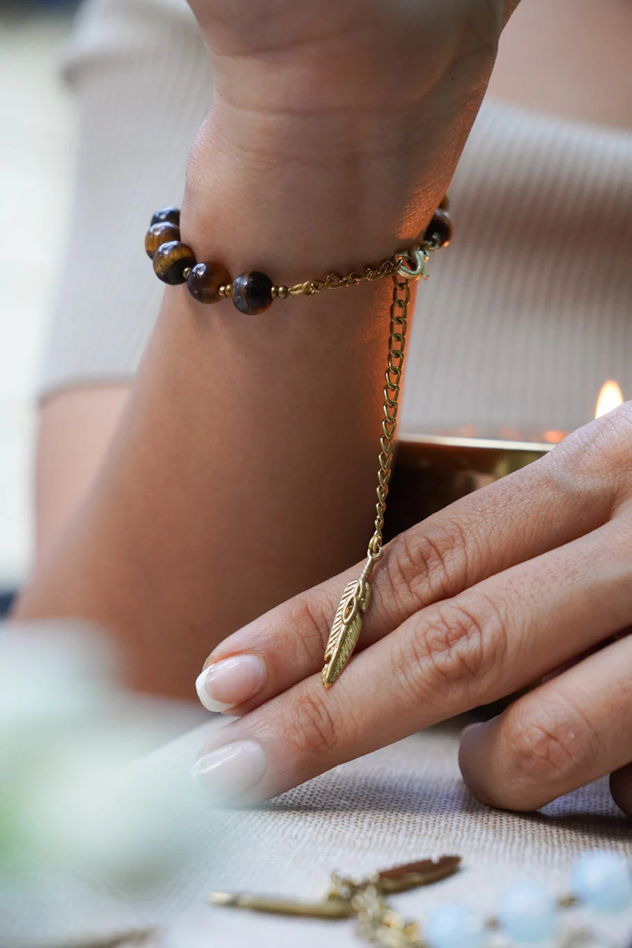 Tiger eye hamsa healing bracelet - Image 3