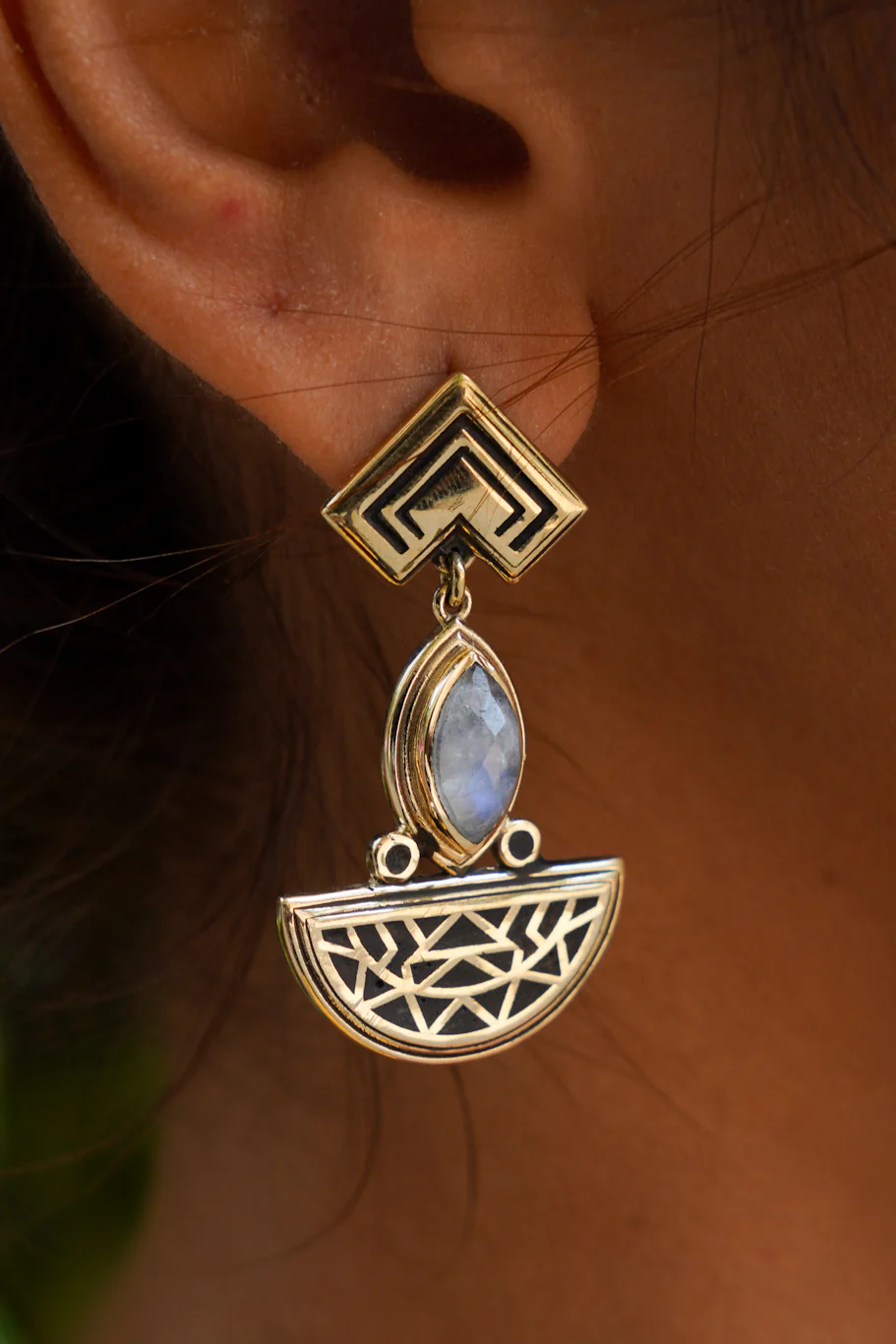 Ambar brass stud earings - Image 2