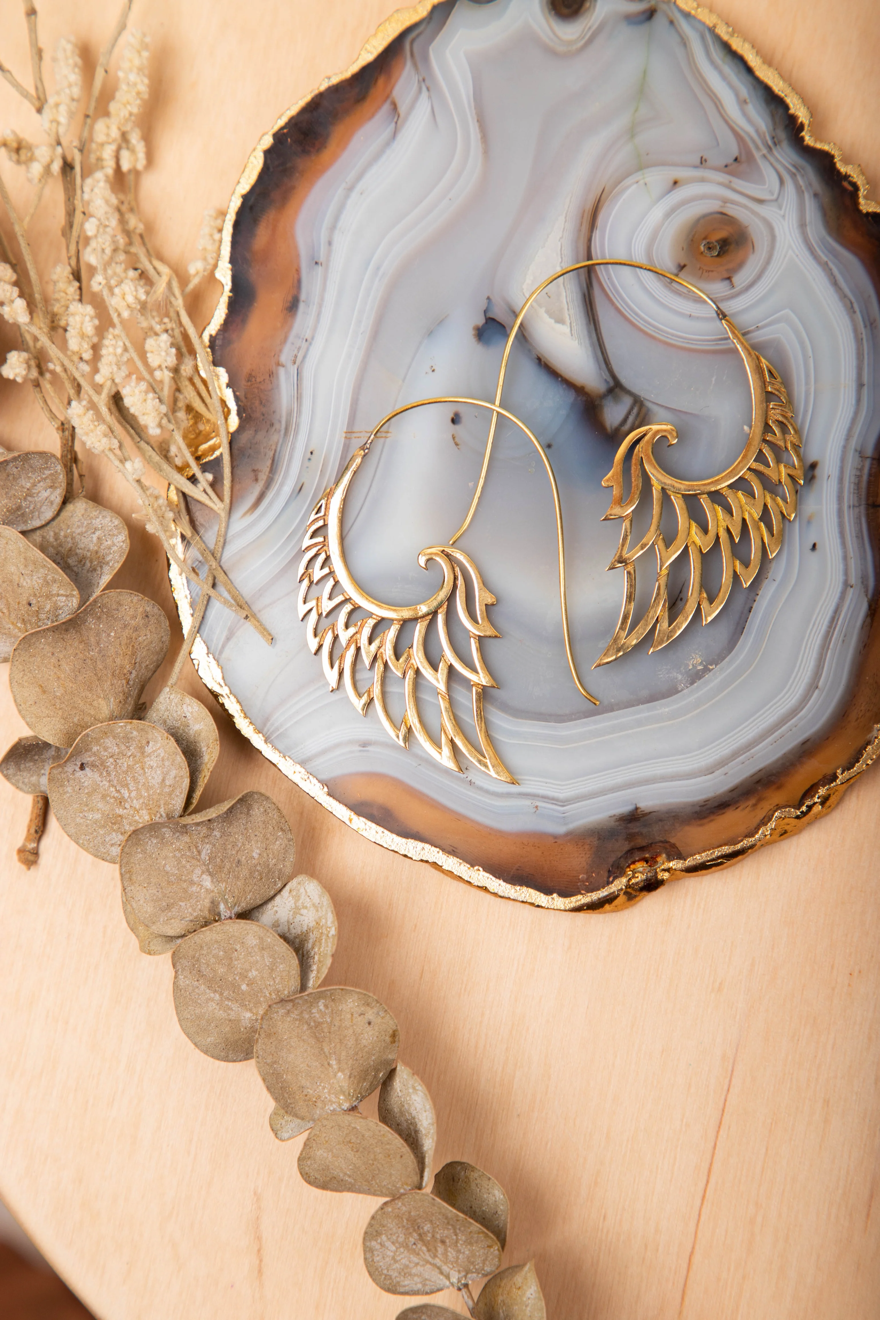 Angel wing brass earrings - Image 3