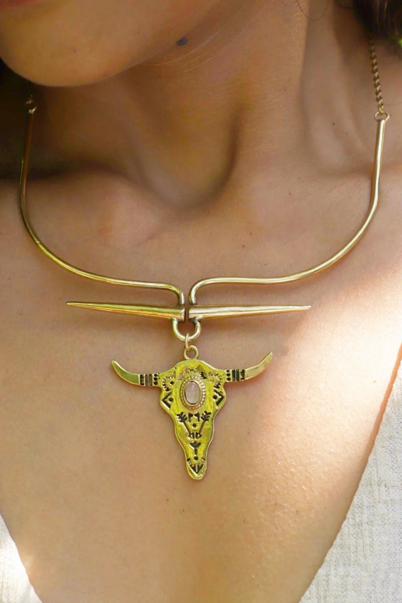 Bull beaten neckalce