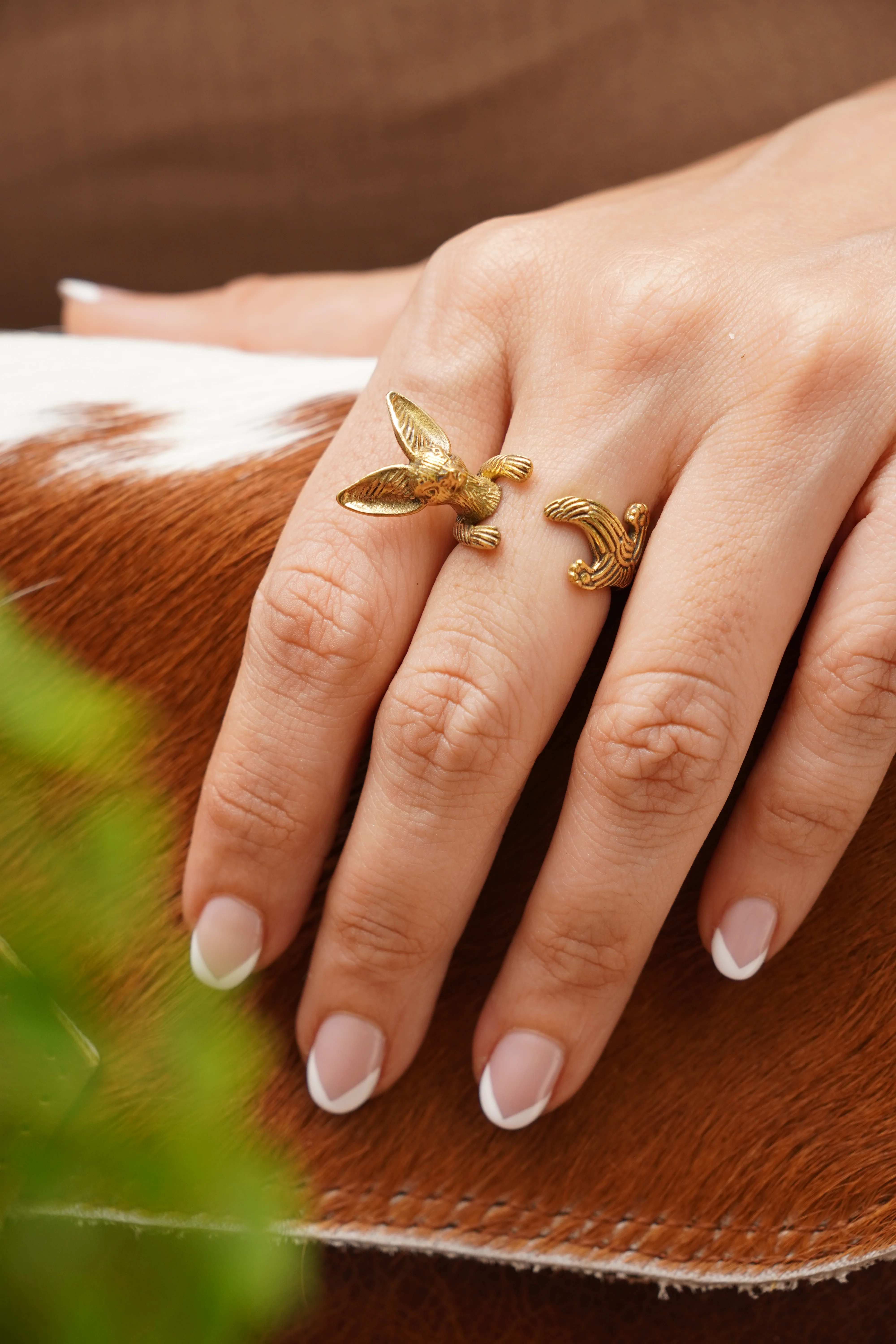 Bunny brass ring. Adjustable. Size 5-8 - Image 5