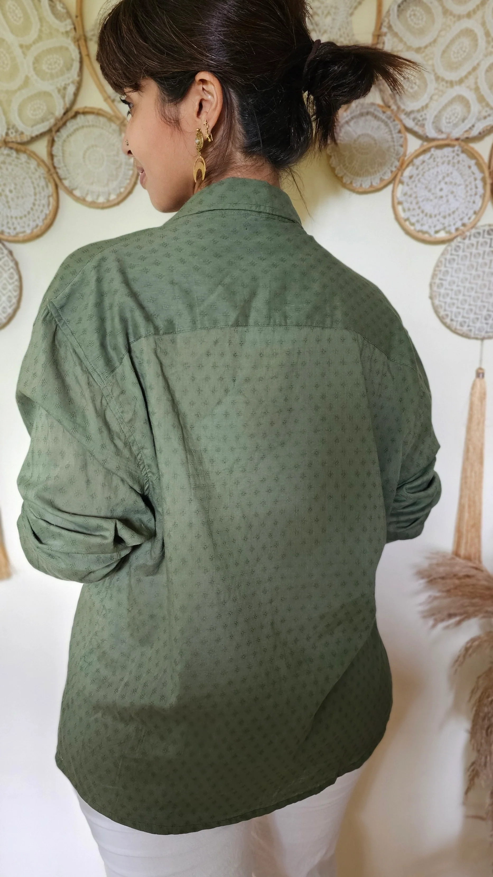 Khaadi texture green unisex shirt jacket - Image 3
