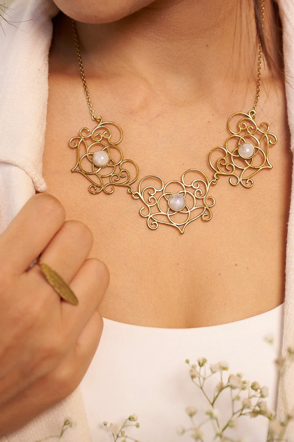 Goddess Mandala moonstone necklace