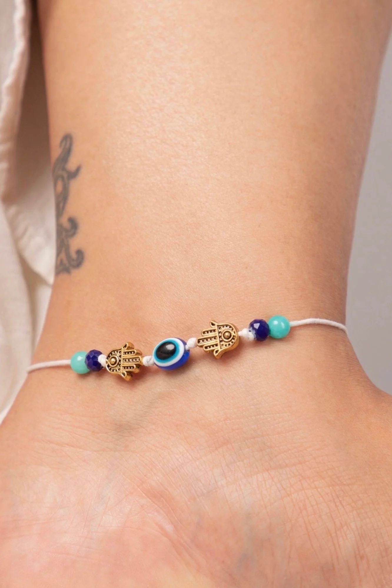 White Nazar Battu Anklet - Image 7
