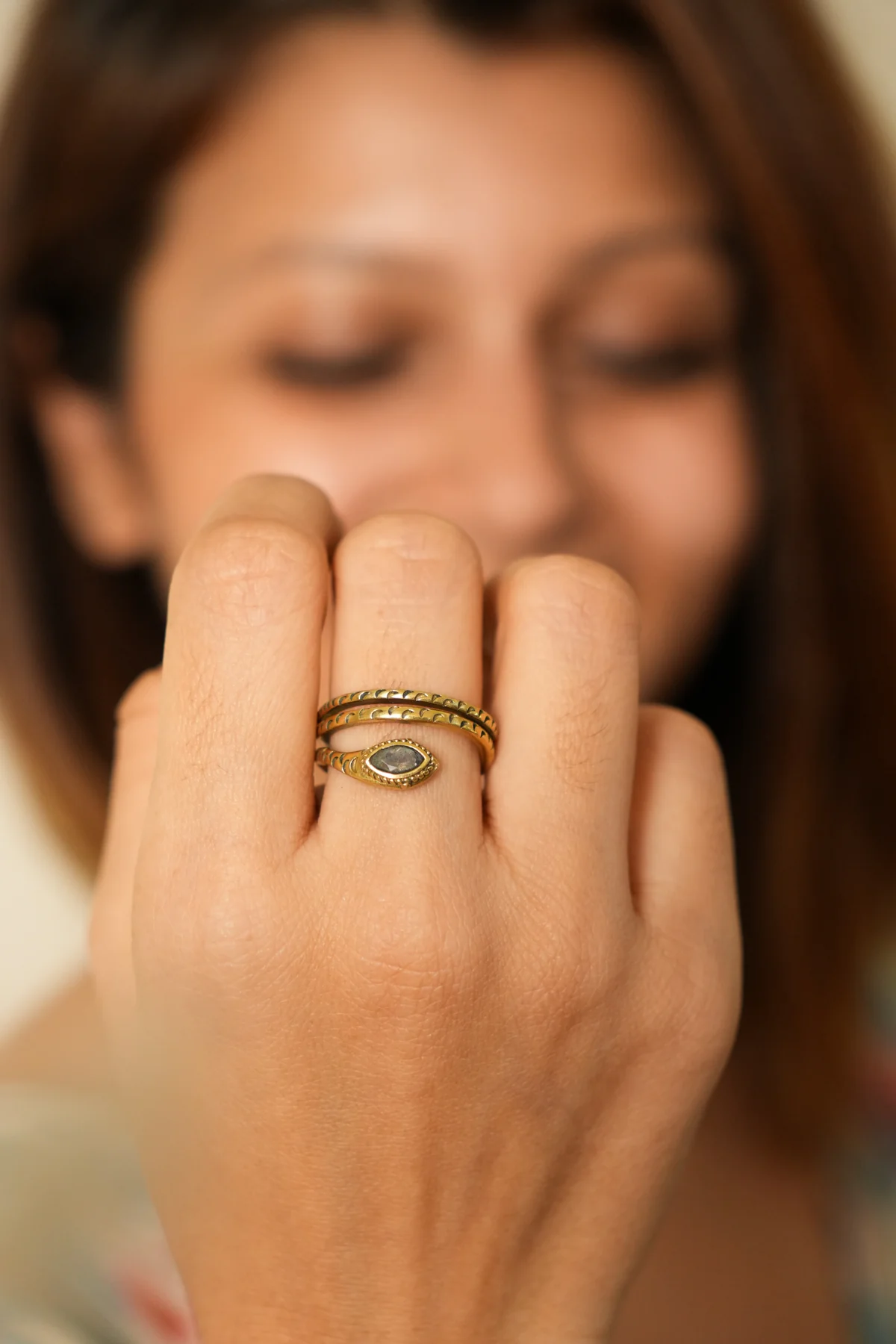 Labradorite snake adjustable ring - Image 2