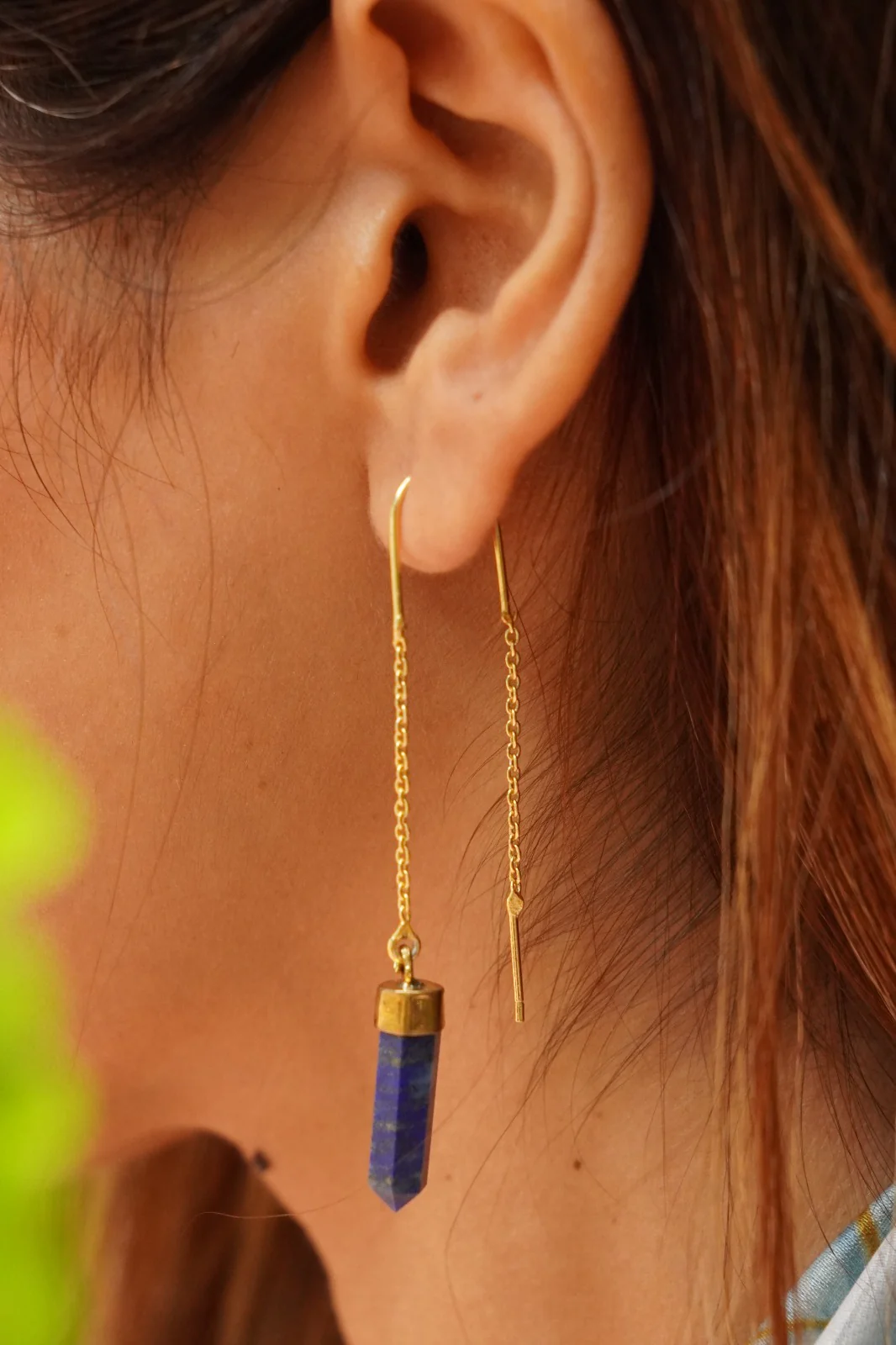 Lapis brass drop earrings - Image 3