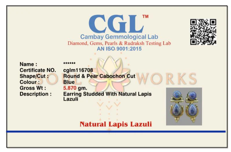 Lapis double drop stud earrings. - Image 6