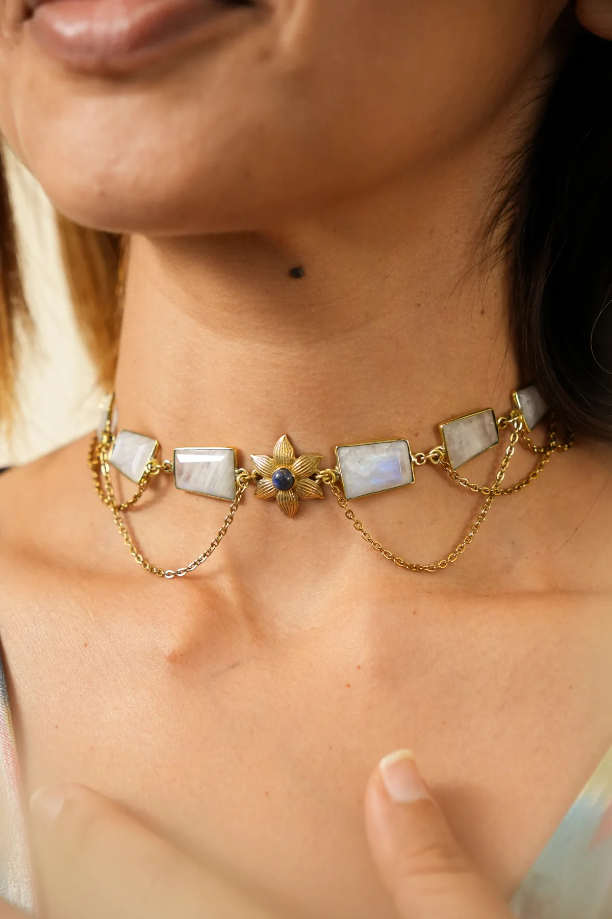 Moonstone Lazulista choker cum short necklace - Image 2