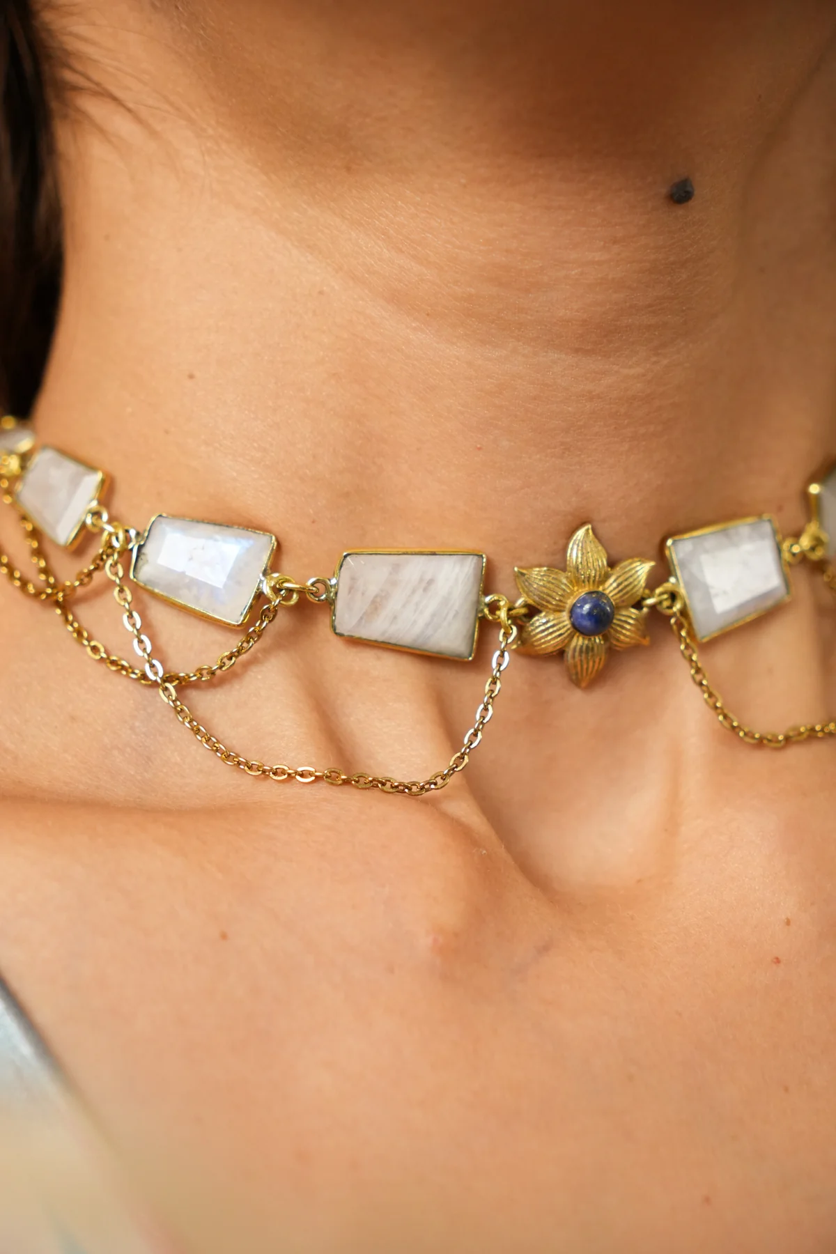 Moonstone Lazulista choker cum short necklace - Image 4