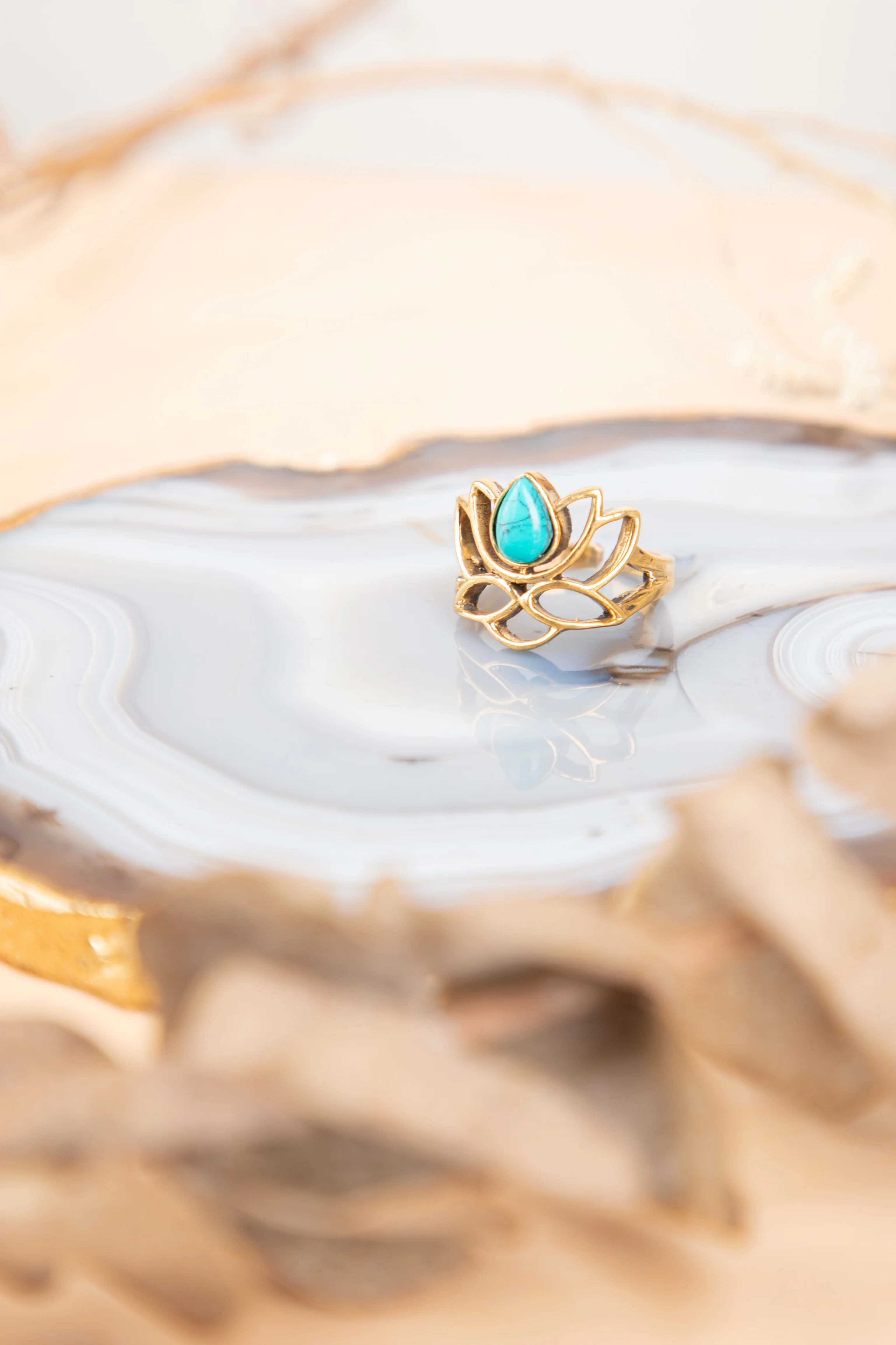 Lotus adjustable brass ring size 5-7 - Image 3