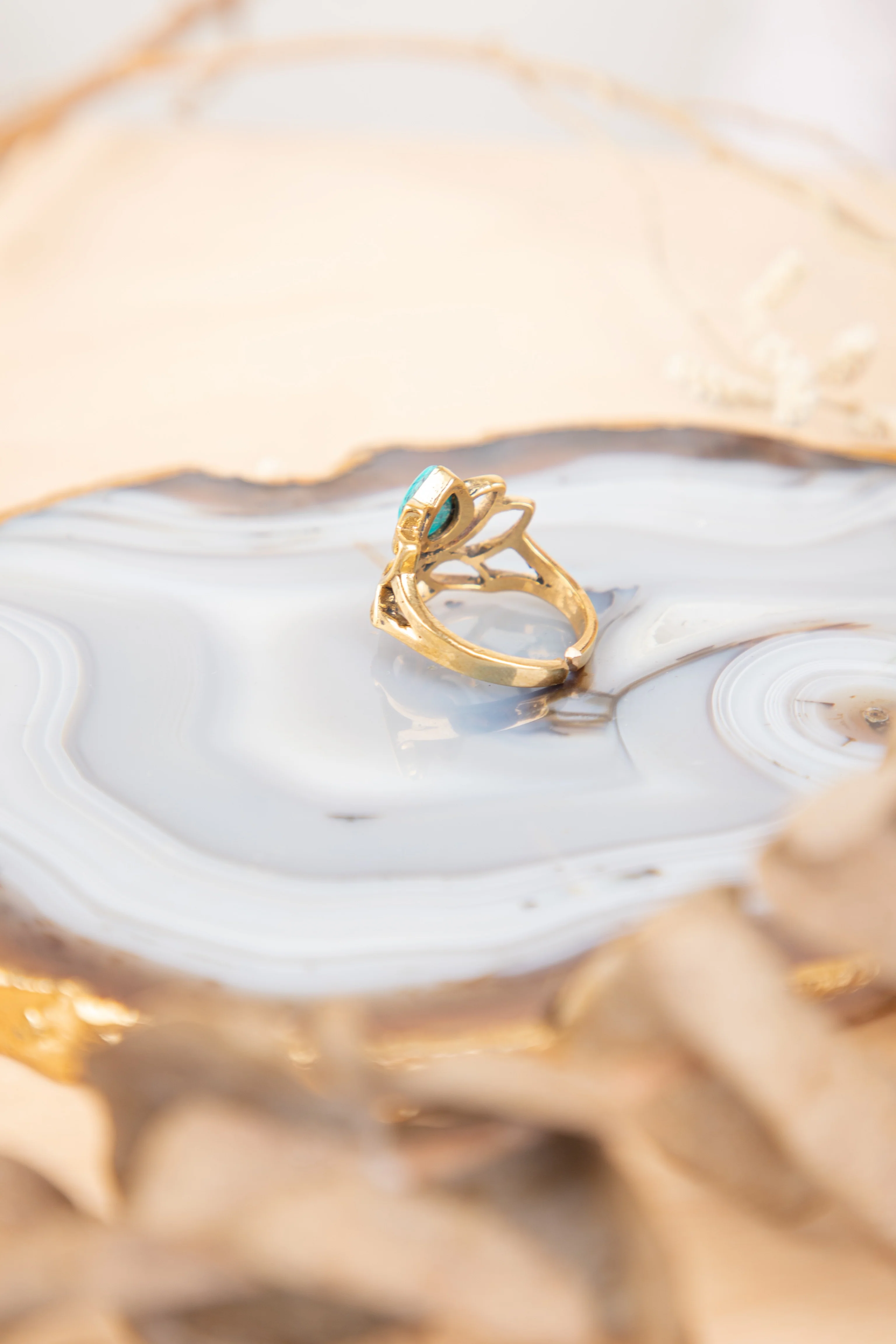 Lotus adjustable brass ring size 5-7 - Image 5