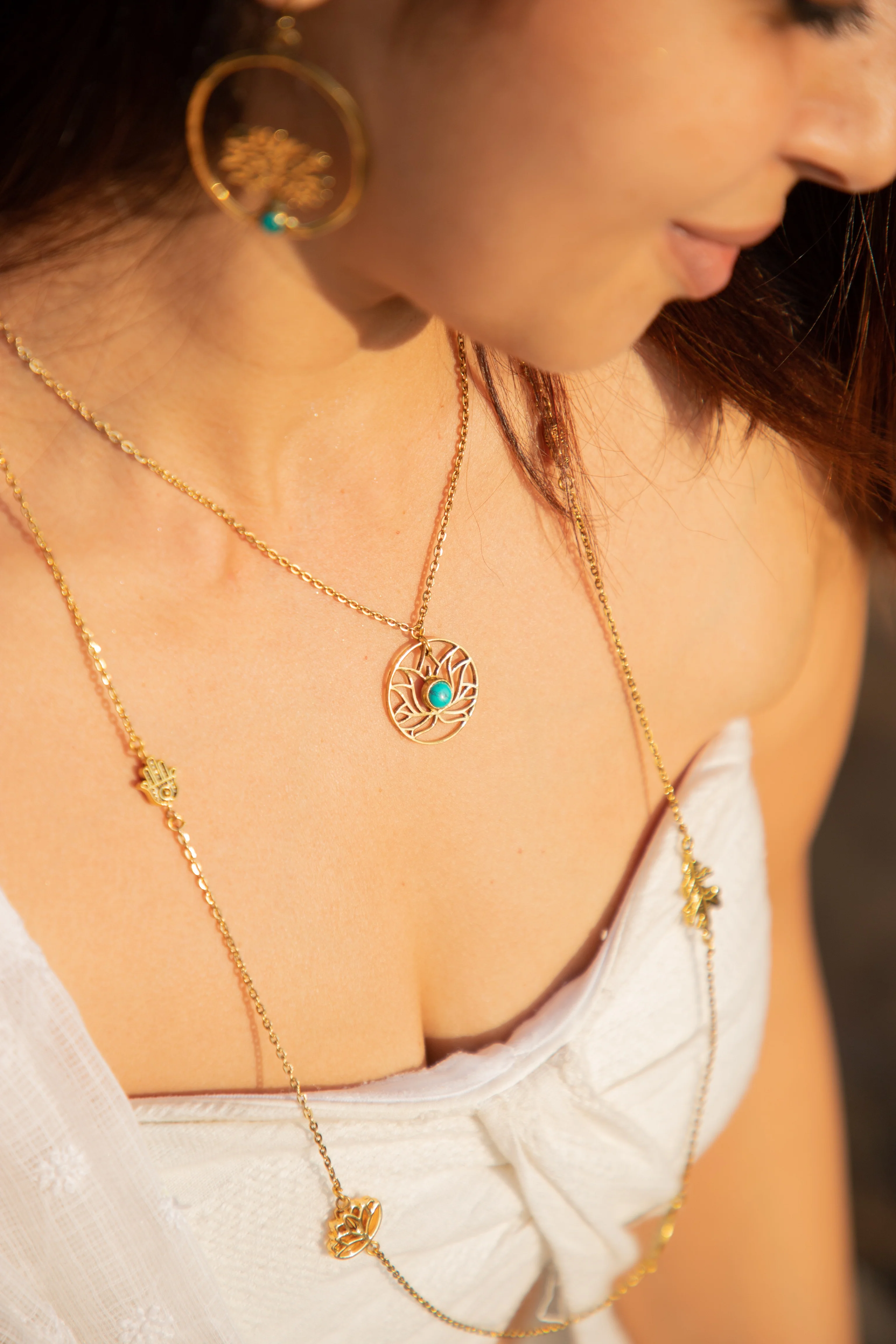 Turquoise Lotus short necklace’s - Image 4