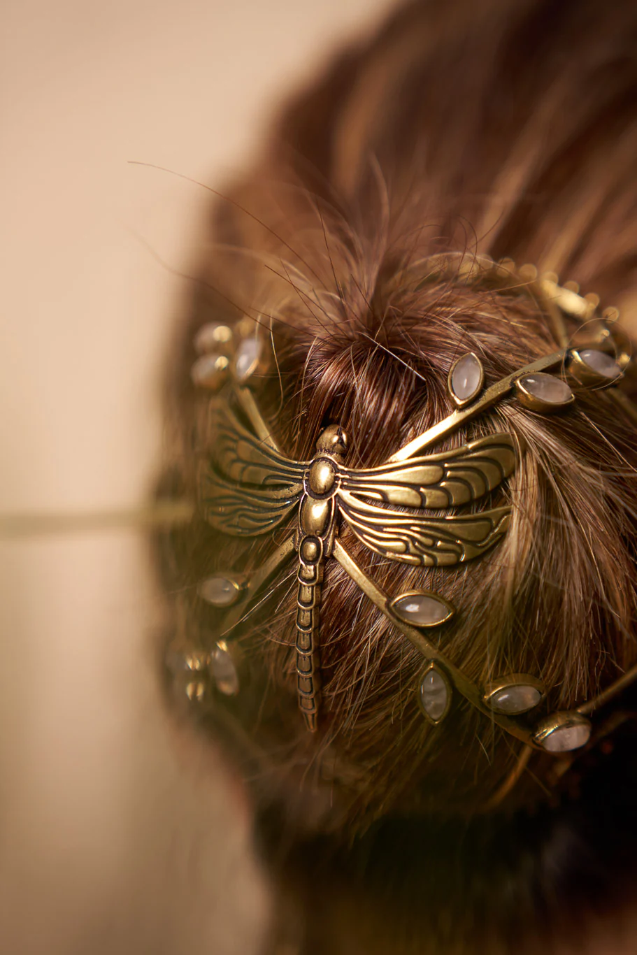 Moonstone dragonfly hair bun - Image 3