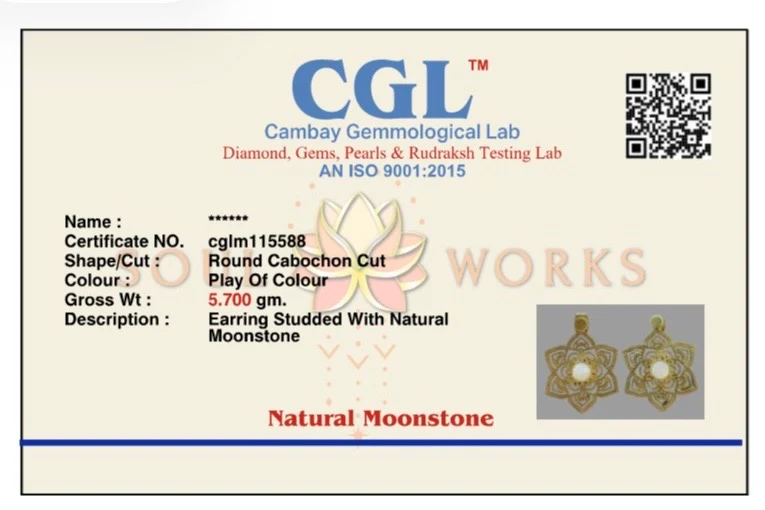 Moonstone mandala brass stud earrings - Image 9