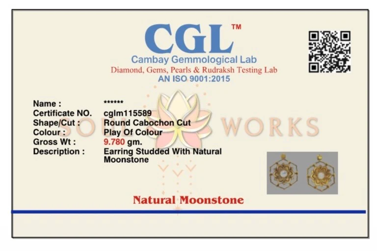 Moonstone Phool brass studs - Image 7