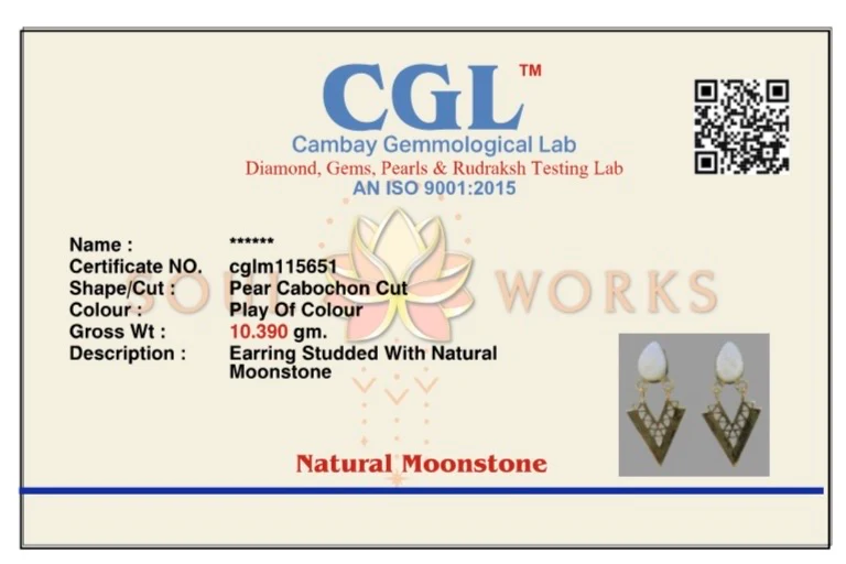 Moonstone triangle brass drop earrings - Image 5