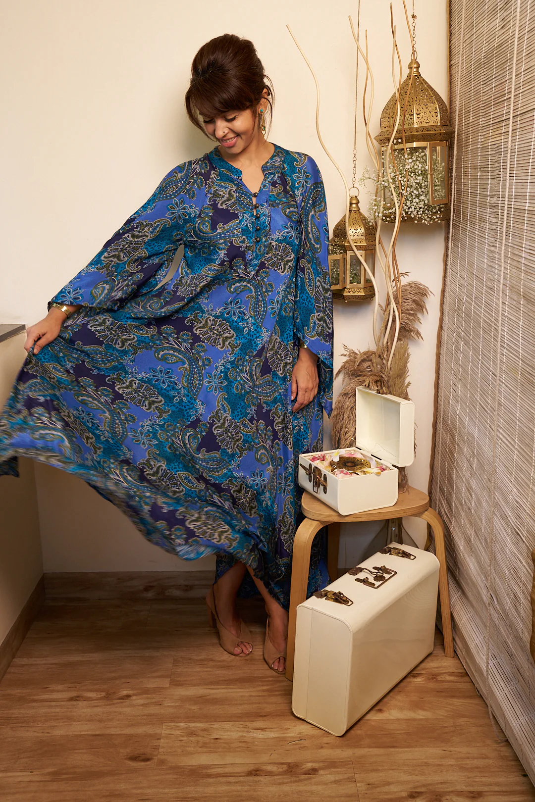 Ocean swirl dress in Viscose silk- free size - Image 6