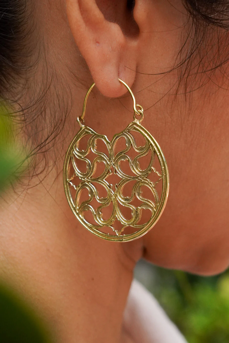 Persian mandala brass earrings - Image 3