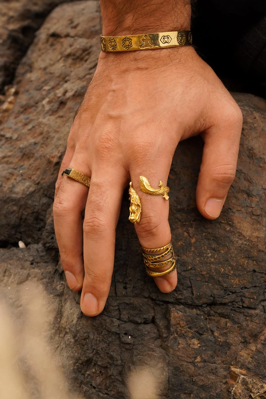 Seven Chakra Brass Bangle men’s collection - Image 3