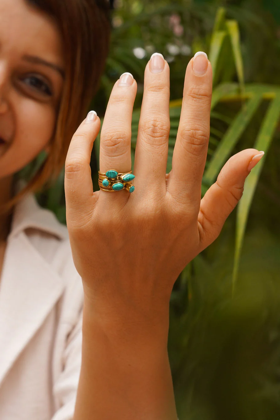 Stackable turquoise rings. Non adjustable. Size 5-8 - Image 3
