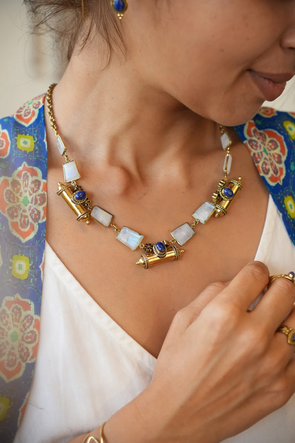 Taveez lapis and moonstone necklace - Image 2