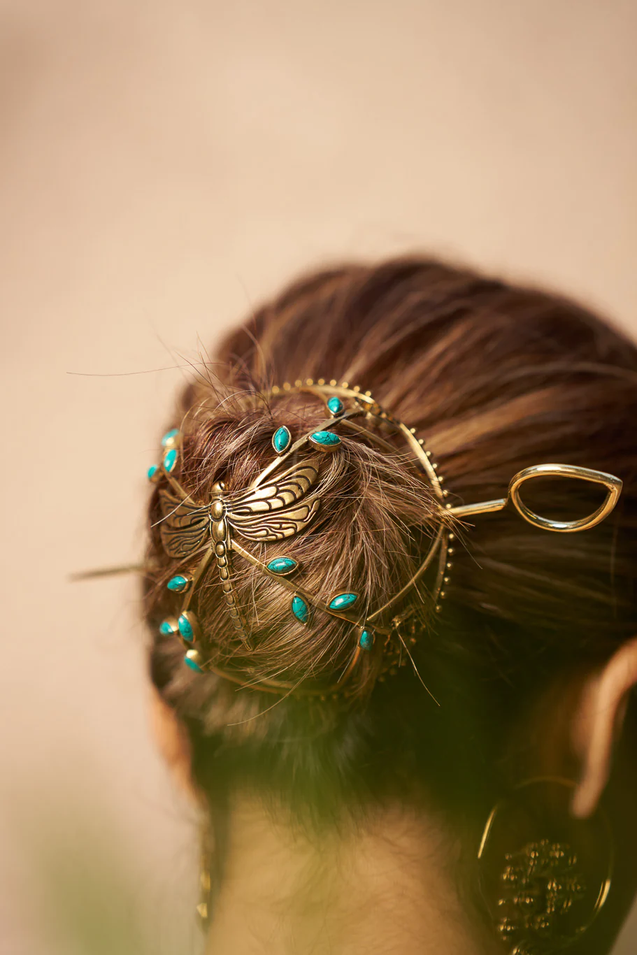 Turquoise dragonfly hair bun - Image 2