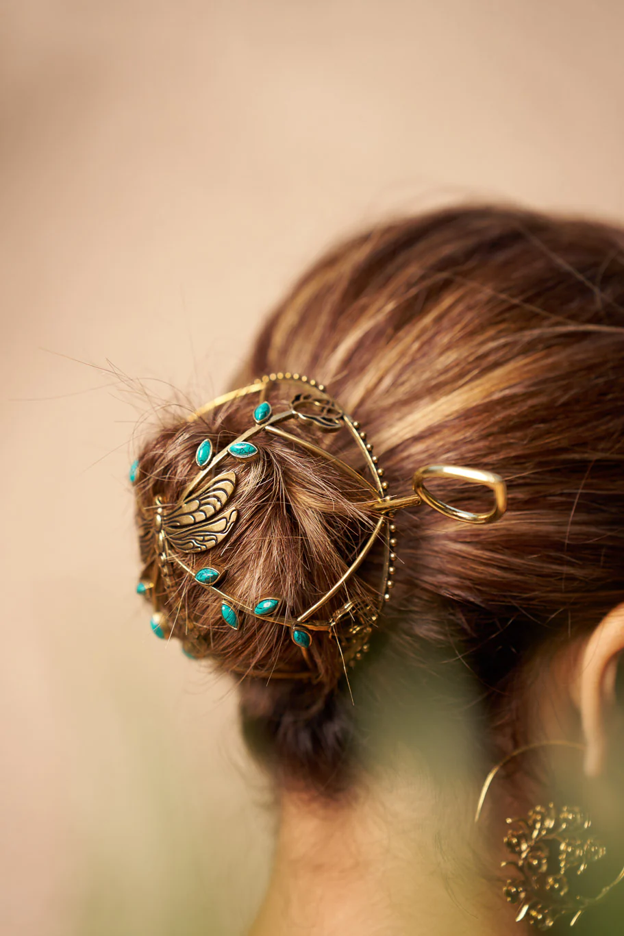 Turquoise dragonfly hair bun - Image 5