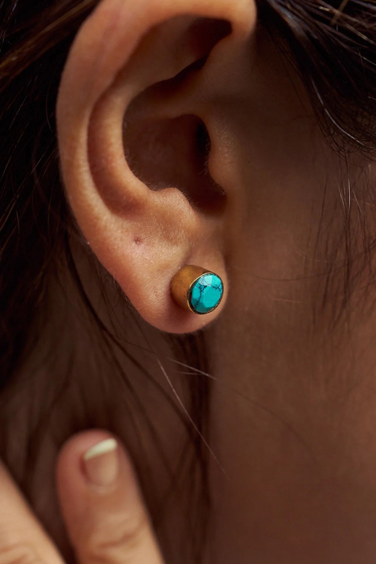 Turquoise brass studs - Image 2