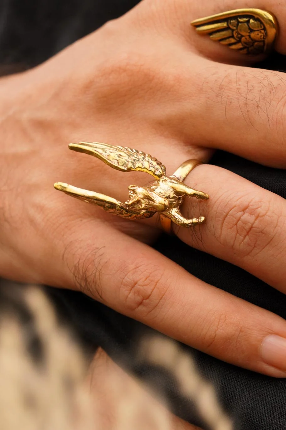 Unicorn mens brass ring. Adjustable. Size 5-7 -pre order - Image 3