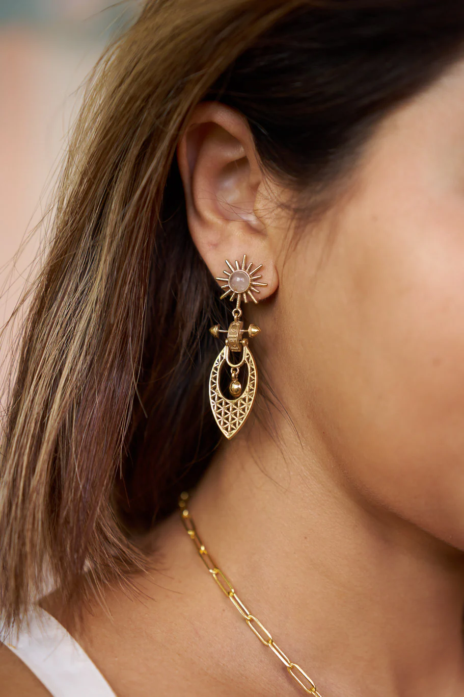 Surya brass drop earrings - Image 3