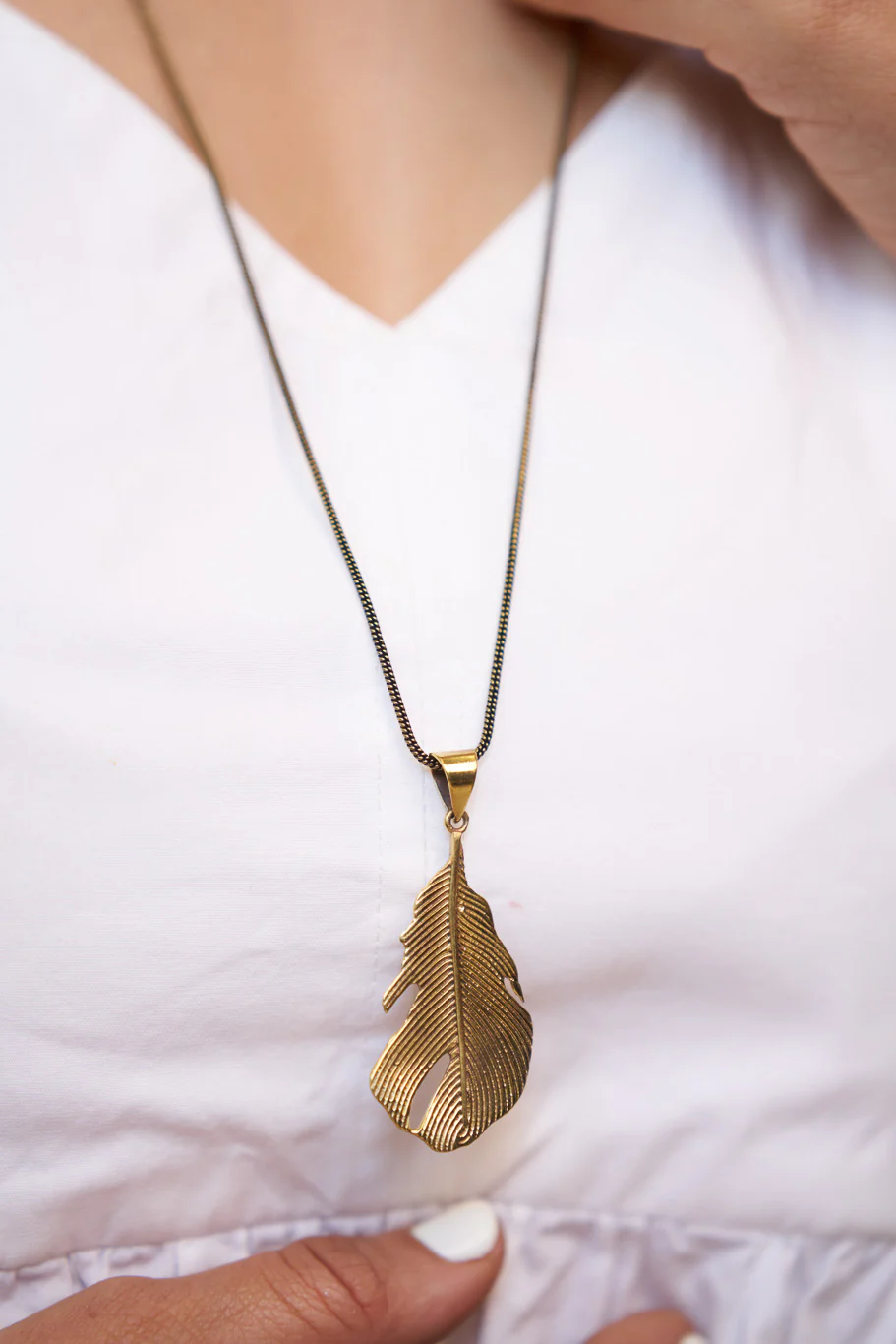Boho feather long chain - Image 3