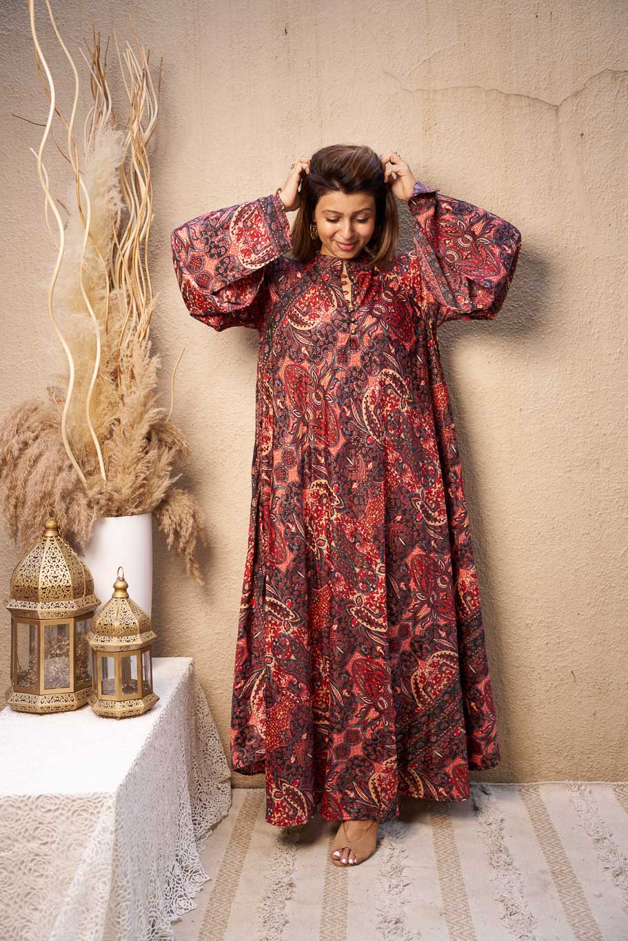 Rani free size swirl dress in Viscose silk - Image 5