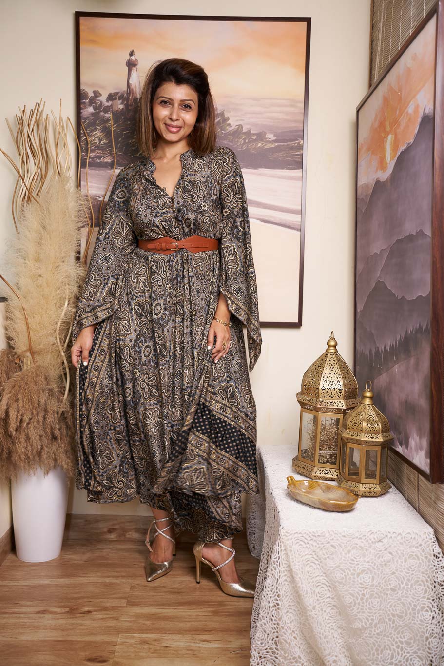 Mastani free size swirl dress in Viscose silk - Image 11