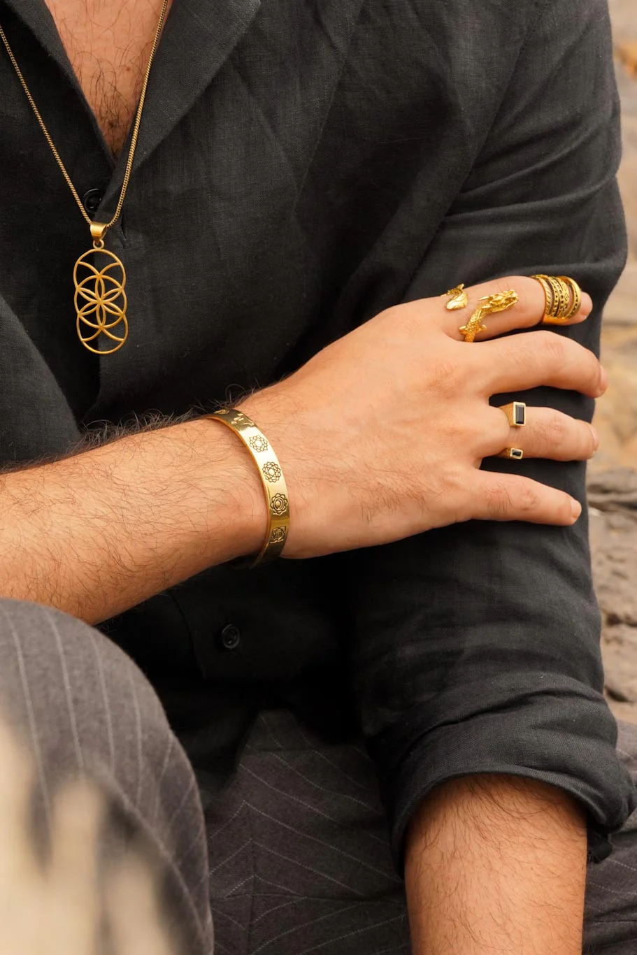 Seed of life brass necklace- men’s jewellery - Image 2